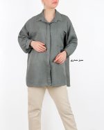شومیز زنانه آرمانی دکمه مخفی سبز سدری