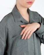 شومیز زنانه آرمانی دکمه مخفی شیک