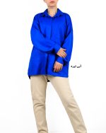 شومیز زنانه آرمانی دکمه مخفی آبی تیره