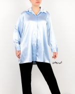 شومیز زنانه ساتن آبی روشن