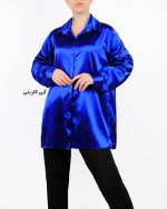 شومیز زنانه ساتن آبی کاربنی