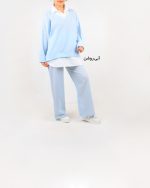 ست زنانه یقه سفید السا آبی روشن