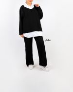 ست زنانه یقه سفید السا مشکی