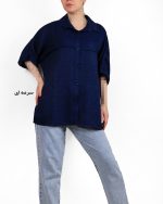 شومیز کراپ زنانه ابرویی سرمه ای