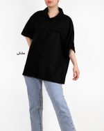 شومیز کراپ زنانه ابرویی مشکی