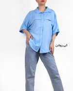 شومیز کراپ زنانه ابرویی آبی روشن