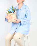 شومیز زنانه شانتون لمه سما آبی روشن