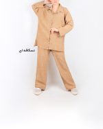ست شومیز شلوار زنانه شافل نسکافه ای