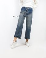 شلوار جین زنانه واید لگ کد 504002 آبی چرک